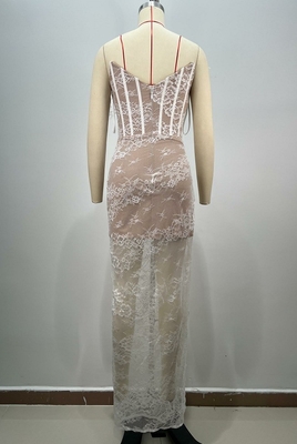 ED2696 Off-Shoulder Sleeveless Wedding Dress Lace Evening Dress Sexy Ruffled Feather Maxi Dress for Sophisticated Brides