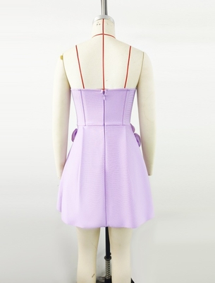 Fashionable Off-Shoulder Bandage Dress with 3D Flower Embellishments and No Sleeves