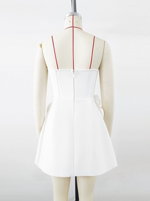Fashionable Off-Shoulder Bandage Dress with 3D Flower Embellishments and No Sleeves