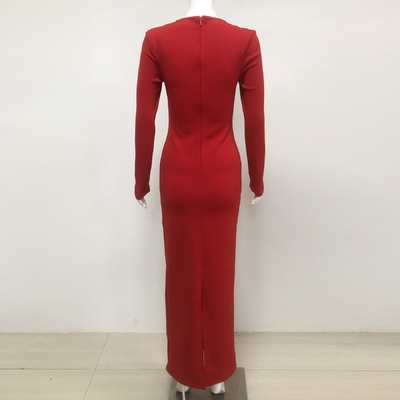 LS2617 Luxury Women's Long Sleeve Bridal Party Bandage Dress Crafted with Needlework and Needlework Craftsmanship