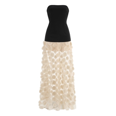 360g Fabric Weight Fashionable Black Mesh Dress with Off-Shoulder and Sleeveless Design Featuring Sequin Decoration