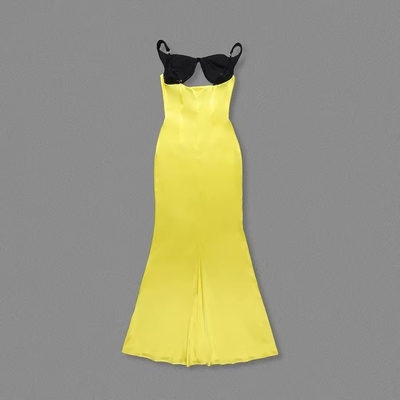 Elegant and Sexy Evening Dress Women's Tight-fitting Trailing Dress Hollow Out Fashion Dress with Polyester Material