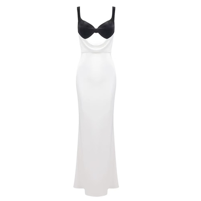 Elegant and Sexy Evening Dress Women's Tight-fitting Trailing Dress Hollow Out Fashion Dress with Polyester Material
