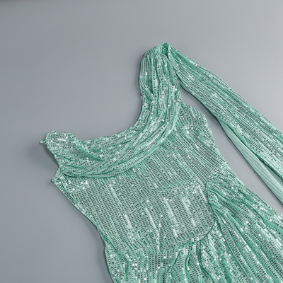 Stunning Green Satin Maxi Dress Sleeveless and Glamorous for Women's Sophisticated Events