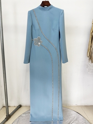 Casual Style LS2615 Luxury Dress Fashion Women's Beaded Crystal Long Dress Elegant Evening Gown with Weaving Technique