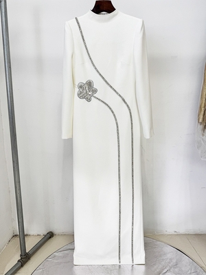 Casual Style LS2615 Luxury Dress Fashion Women's Beaded Crystal Long Dress Elegant Evening Gown with Weaving Technique