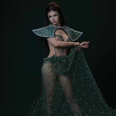 AD2543 Kimshein Handmade Style Women's Fashion Sexy Beautiful Diamond Dance Club Outfit Support custom emblem placement