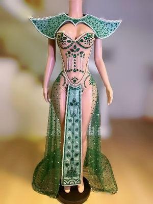 AD2543 Kimshein Handmade Style Women's Fashion Sexy Beautiful Diamond Dance Club Outfit Support custom emblem placement