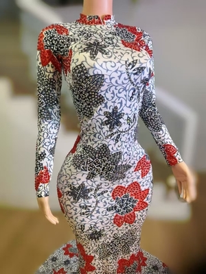 Environmentally Friendly All Seasons AD2491 Formal Dress Floor Length Long Sleeve Evening Party Dress for Women