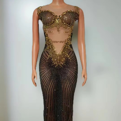 Manufactured AD2492 Pearl Embellished Dress with Water Diamond and Crystal for a Sexy Look at Dance Party Club or Party