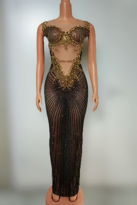 Manufactured AD2492 Pearl Embellished Dress with Water Diamond and Crystal for a Sexy Look at Dance Party Club or Party