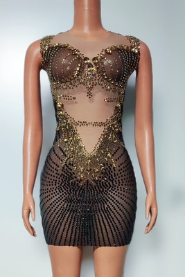 Manufactured AD2492 Pearl Embellished Dress with Water Diamond and Crystal for a Sexy Look at Dance Party Club or Party