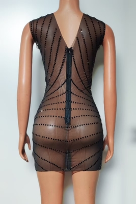 Manufactured AD2492 Pearl Embellished Dress with Water Diamond and Crystal for a Sexy Look at Dance Party Club or Party