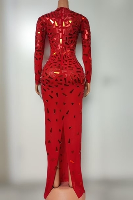 AD2472 Kimshein Women's Handmade Mesh Tight-Fitting Dress with Long Sleeves and Custom Logo Supported Elegant Long Robe