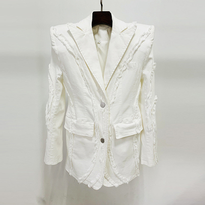 Full Sleeve White Collar Lady Style SR2307 Design Fashion Women's Pleated Fringe Suit Women's Fashion Pants