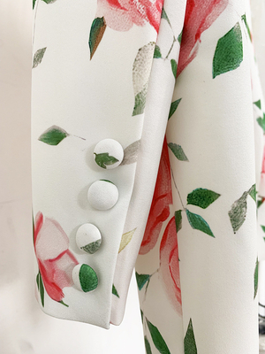 SR2333 Plus Size Women's Double-breasted Suit Jacket Floral Two-piece Set for Women 7 Day Fast Sampling Mid-length Pants