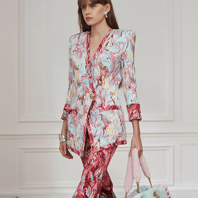 FedEx/DHL/EMS/UPS/Sea/Air Shipment SR2338 Kimshein Women's Plus Size Floral Fashion Suit Set for Women