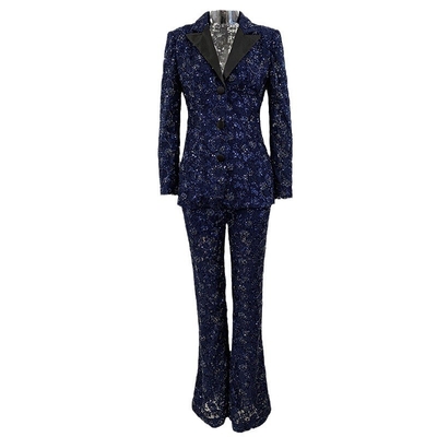 Women's Shiny Jacket and Beaded Lace Two-Piece Set SR2325 Fashionable Lace Suit with Regular Sleeves