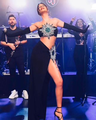 Guangdong SS2291 End Two-Piece Women's Fashion Crystal Bandage Suit Flawless Craftsmanship