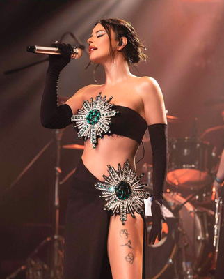 Guangdong SS2291 End Two-Piece Women's Fashion Crystal Bandage Suit Flawless Craftsmanship