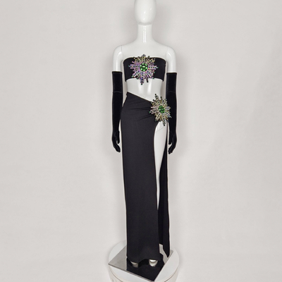 Guangdong SS2291 End Two-Piece Women's Fashion Crystal Bandage Suit Flawless Craftsmanship