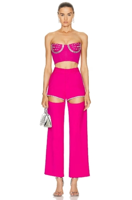 KIMSHEIN Women's Bandage Clothing Sexy Water Diamond Jumpsuit Set Crystal Long Wearing Fashion for Women's Formal Event