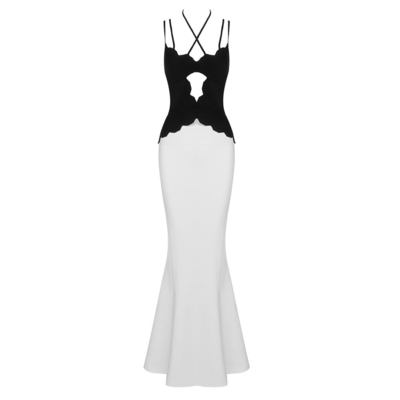 Custom Logo SS2290 Summer Two-Piece Black Top and White Skirt Set The Ultimate Choice for a Sexy Party Look