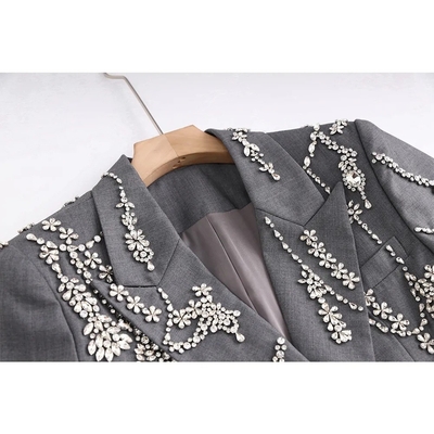 -Made BA2241 Embroidered Beaded Short Top Punk Style Thin Long-Sleeved Winter Clothing for Customer Requirements