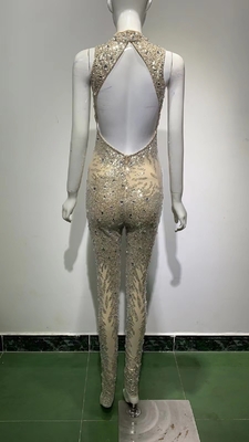 ED2095 Women's Colorful Woven Sexy Nightclub Jumpsuit with Beaded Details Durability and Performance