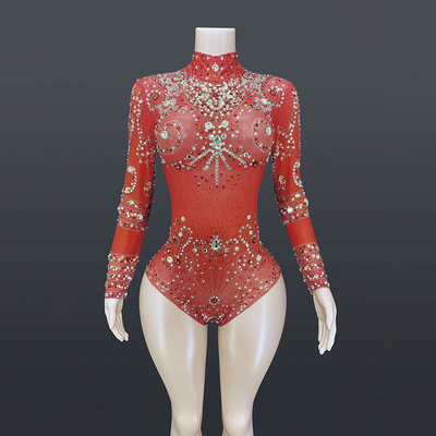 DHL/Fedex/ UPS/FedEx/EMS 3-7 Days AD1157 Retro Style Women's Sexy Mesh Bodysuit Stage Costume for Nightclub Performance