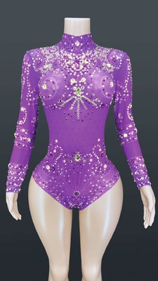 DHL/Fedex/ UPS/FedEx/EMS 3-7 Days AD1157 Retro Style Women's Sexy Mesh Bodysuit Stage Costume for Nightclub Performance
