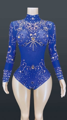 DHL/Fedex/ UPS/FedEx/EMS 3-7 Days AD1157 Retro Style Women's Sexy Mesh Bodysuit Stage Costume for Nightclub Performance