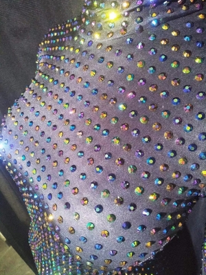 AD1367 Women's Evening Wear Water Diamond Beaded Long Sleeve Mesh Tight Dress with Quick-Drying Feature