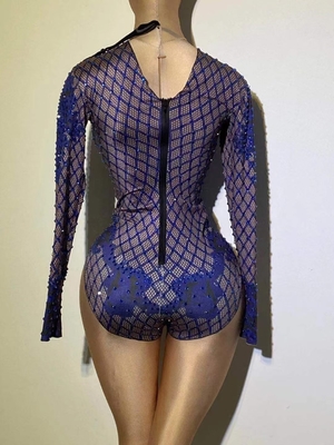 Summer 2019 Kimshein Women's Elegant Blue Sheer Mesh Ruffle Fabric Hollow Diamond Handmade Swimsuit Perfect for Summer