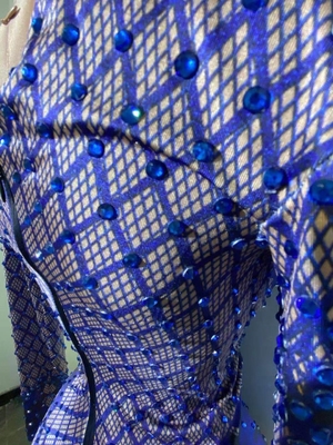 Summer 2019 Kimshein Women's Elegant Blue Sheer Mesh Ruffle Fabric Hollow Diamond Handmade Swimsuit Perfect for Summer