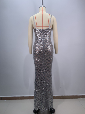 Kimshein Silver Sequin Evening Dress Shiny Party Dress with Drag Tail 7 Days Fast Sampling Intelligent Tracking Support