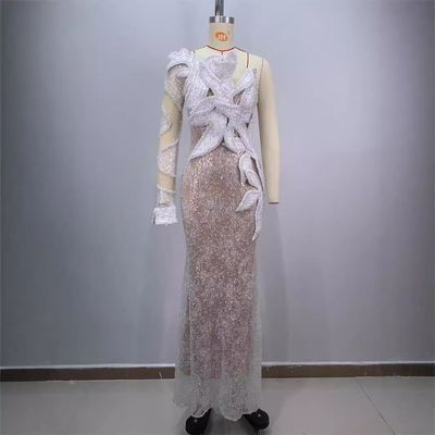 ED2693 Luxury Single Shoulder Dress Fabric Elegant Design Perfect for Formal Occasions and Parties