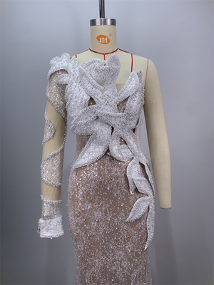 ED2693 Luxury Single Shoulder Dress Fabric Elegant Design Perfect for Formal Occasions and Parties