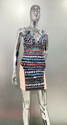 Kimshein ED2686 Sleeveless Crystal Rhinestone Dress for Party Elegant Luxury Evening Gown Black Bandage Club Dress Customized Logo