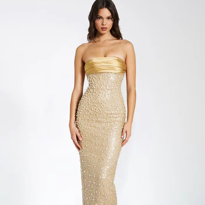 Fashionable SB3449 Kimshein Women's Party Dress Cocktail Dress Evening Dress with Strapless Neckline and Dyeing Technique