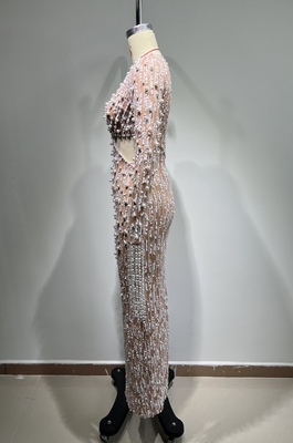 ED2607 Pearl Sexy Dress for Women Maxi Length Party Evening Dress Elegant Club Sequin Dress