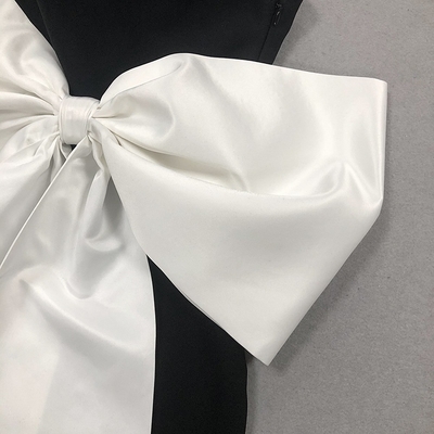 Nightclub Fashion Stunning Black Off-shoulder Sleeveless Dress with Bow Tie Elegant Bandage Party Dress from Guangdong