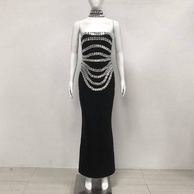 Other Popular Elements Luxury Women's Tight Sexy Sleeveless Dress Crystal Bandage Party Dress Elegant SB3331