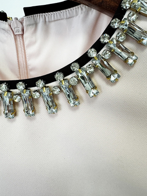 LS2614 Kimshein Long Sleeve Party Dress Elegant Women's Fashion Midi Dress with Crystal O-Neck and Metal Detector Craft