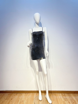 Natural Waistline Shiny Crystal Decorated SB2890 Kimshein Fashion Mesh Mini Dress for Nightclub Party and Sexy Women