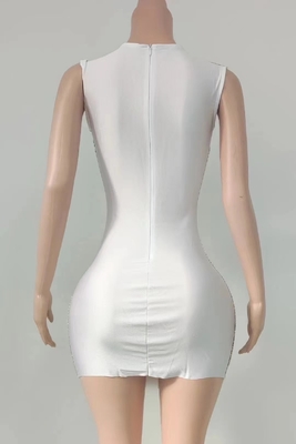 7-Day Fast Sampling AD2061 Luxury Performance Sleeveless Rhinestone Dress for Women Elegant Mesh Mini Dress Evening Gown