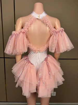 AD2114 Girl's Front Vest Lolita Sweet Princess Dress Party Wear Backless Neck Off Shoulder Mini Dress 100 for Snowmobile