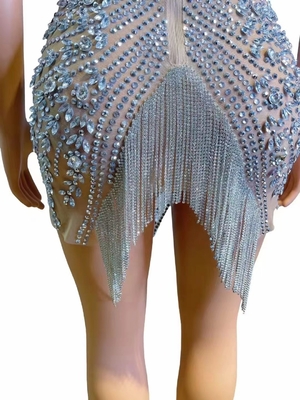 AD2140 end Luxury Women's Dress with Water Diamond and Mesh Sexy Nightclub Outfit Other Printing Methods from Guangdong