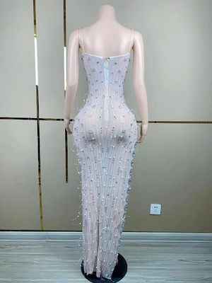 Kimsheinfashion AD1906 Gorgeous Performance Costume with Dazzling Rhinestones and High Slit Detail