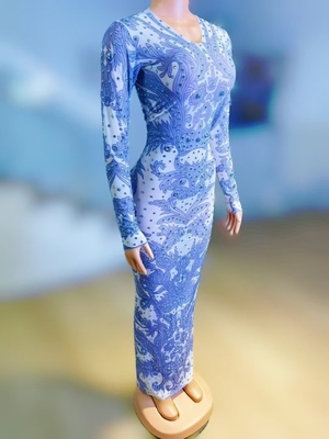 AD2454 Sparkling Evening Dress 7 Days Fast Sampling Handmade Crystal Performance Floor-Length Mesh Fabric and Water Drill